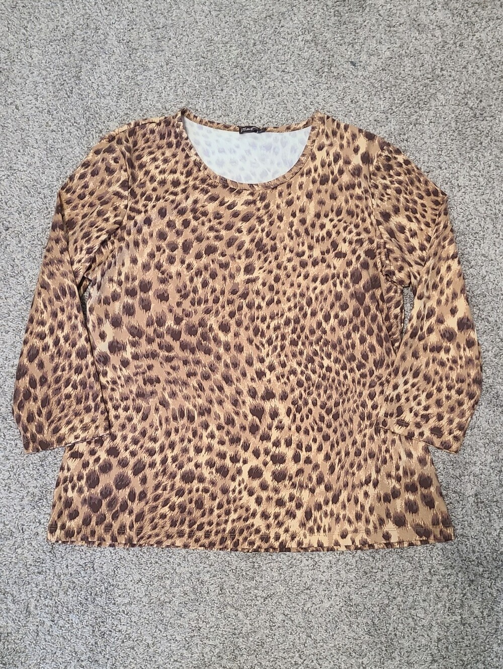 J McLaughlin Cheetah Print 3/4 Sleeve Catalina Cloth Signature Shirt Size L